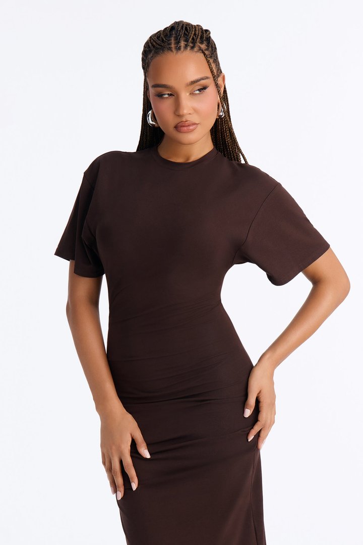 Kensley Short Sleeve Maxi Dress - Chocolate