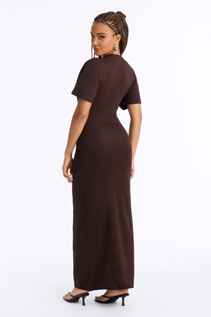 Kensley Short Sleeve Maxi Dress - Chocolate