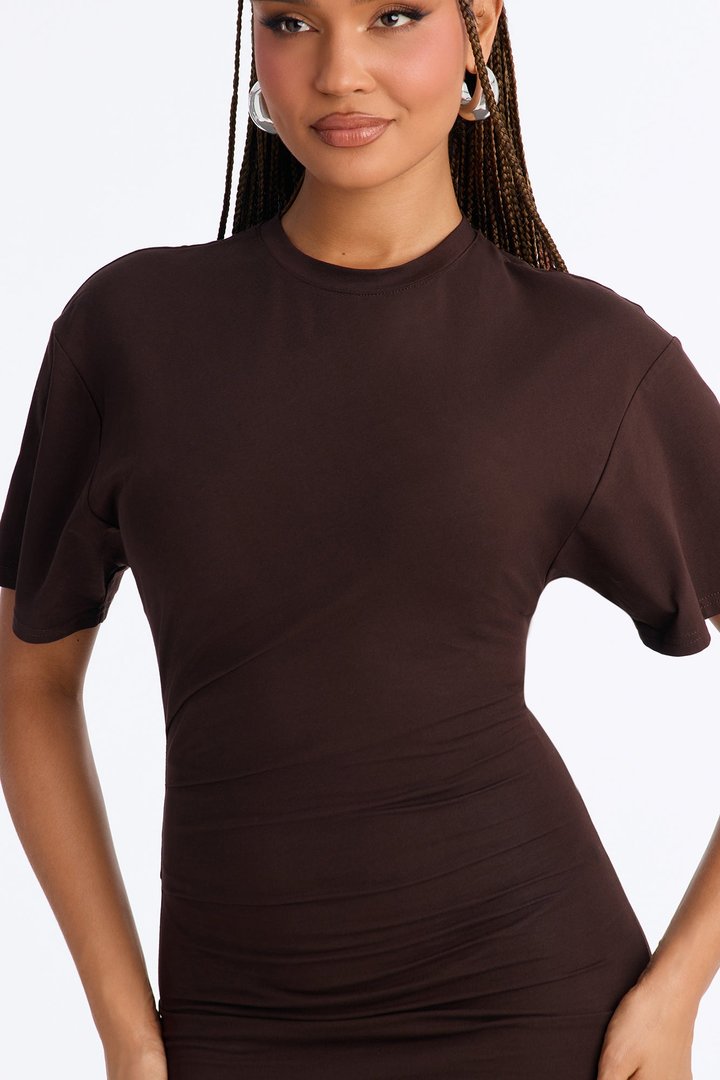 Kensley Short Sleeve Maxi Dress - Chocolate