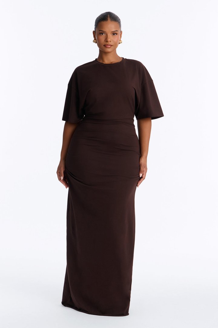 Kensley Short Sleeve Maxi Dress - Chocolate