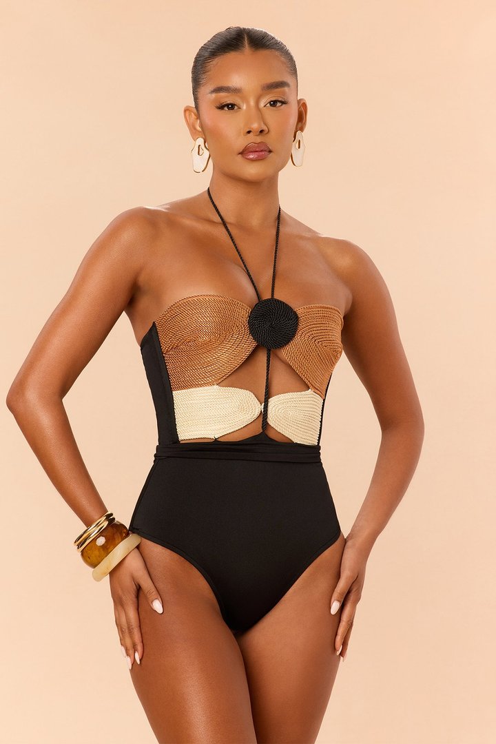 Amalfi Sun Woven Swimsuit Cover Up Set - Black/combo