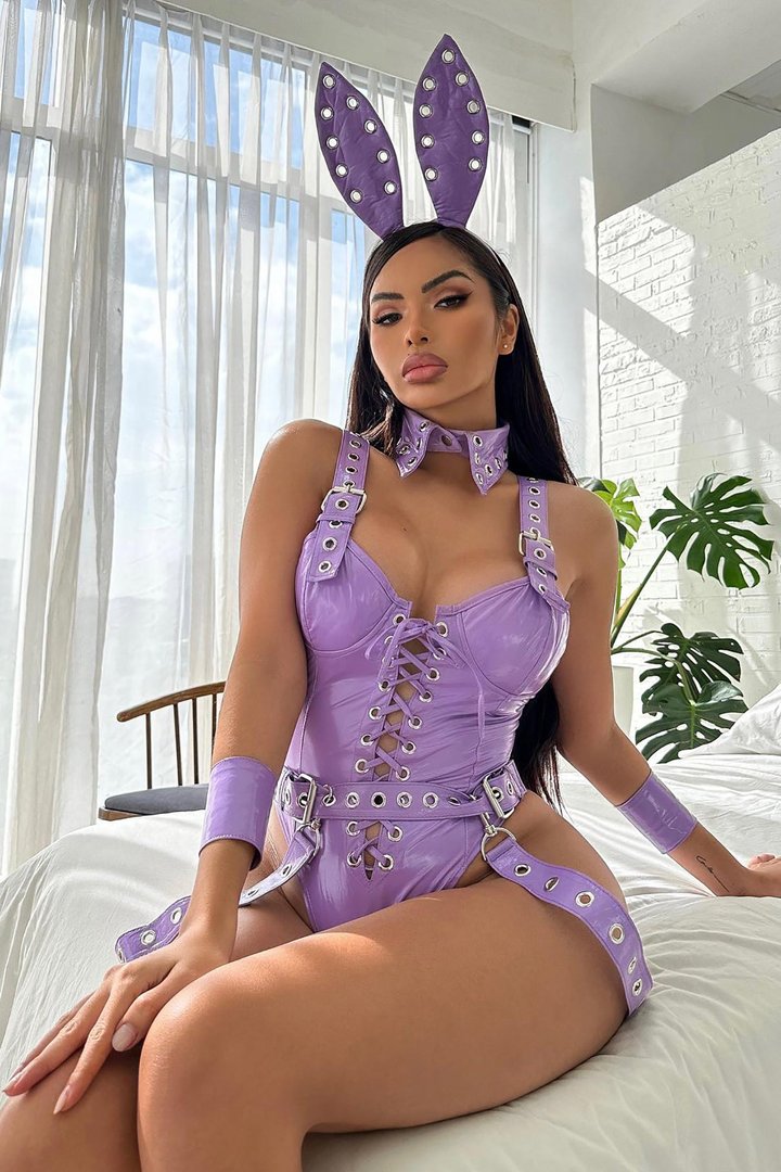 Bunny Bondage Baby 5 Piece Costume Set - Purple