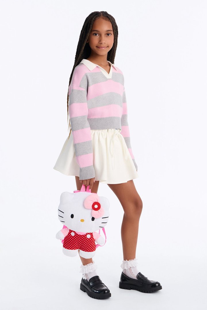 Mini Hello Kitty Plush Cutesy Plush Backpack - White/combo