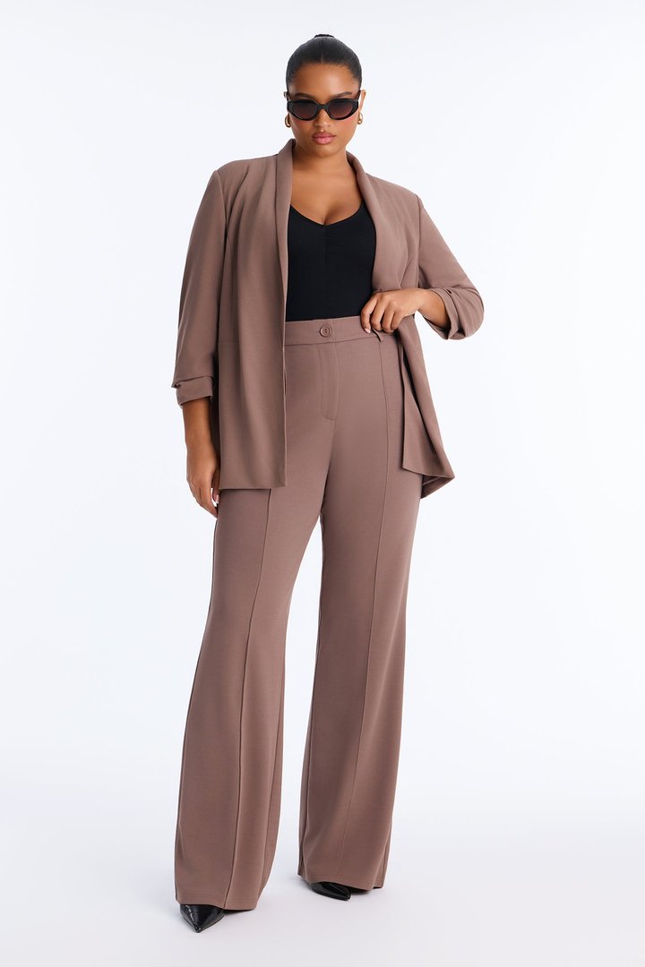 Tall Heidi Wide Leg Trouser Pant - Caffe
