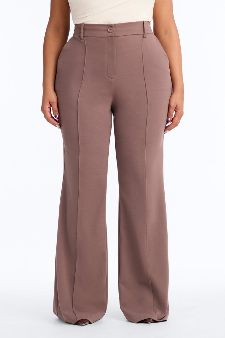 Heidi Wide Leg Trouser Pant - Caffe