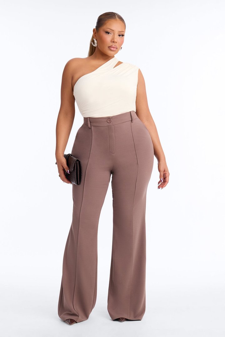 Heidi Wide Leg Trouser Pant - Caffe