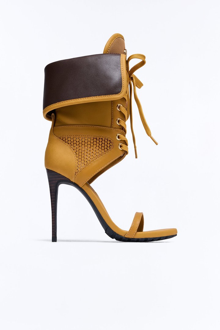 Steve Madden Casella Lace-Up Heels - Wheat