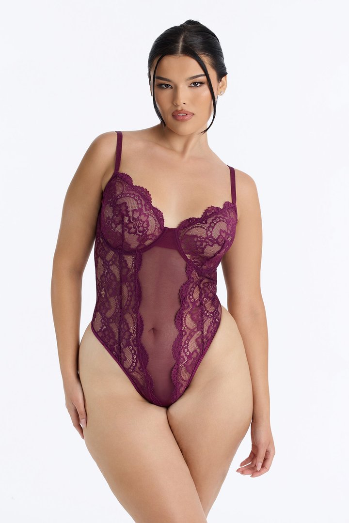 Like A Love Song Lace Teddy - Plum