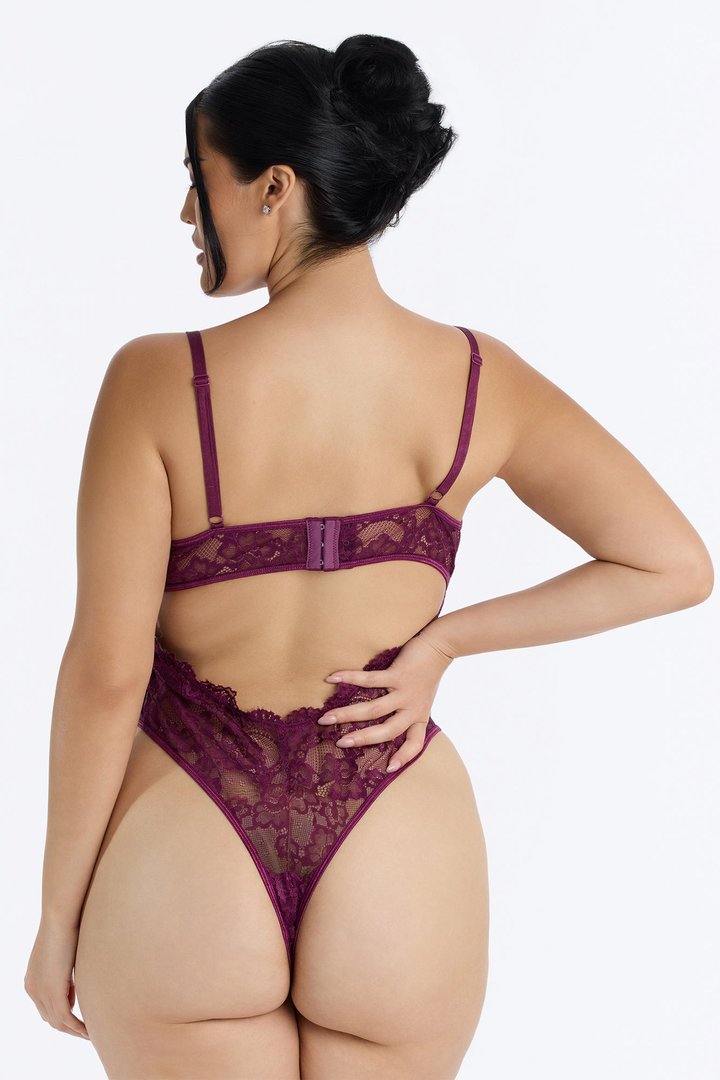 Like A Love Song Lace Teddy - Plum