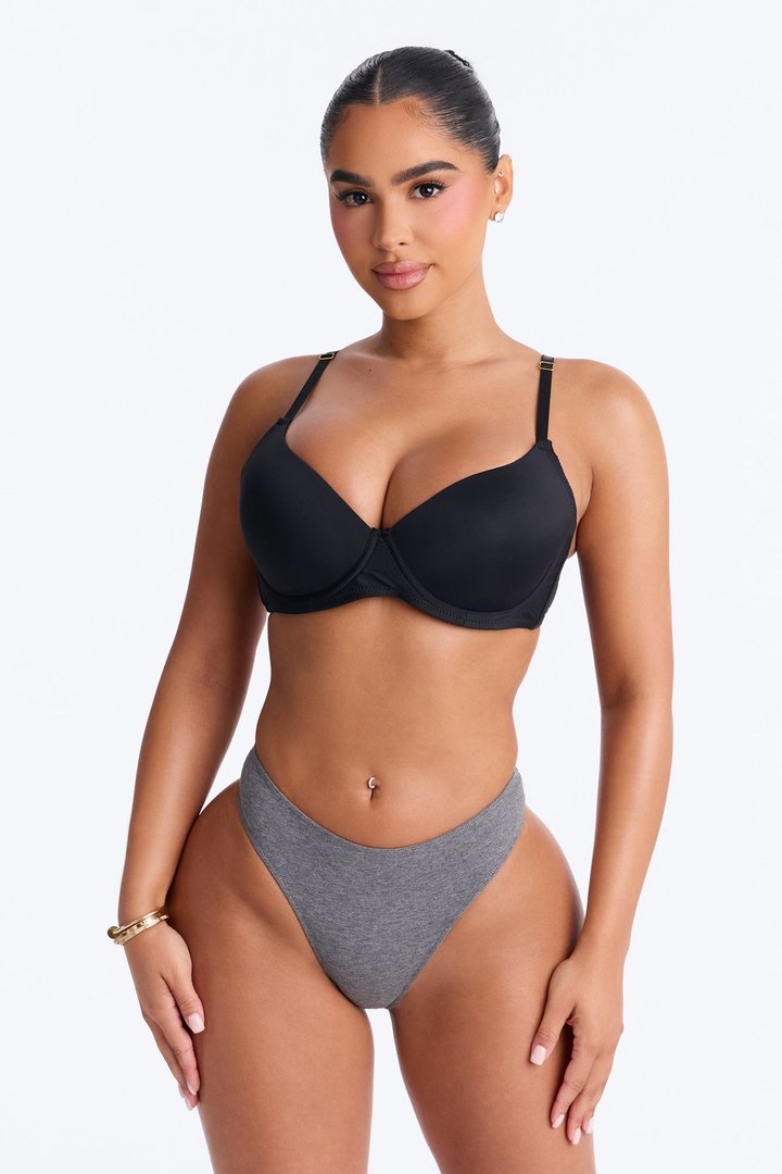 Nova Cotton Comfort Thong - Charcoal