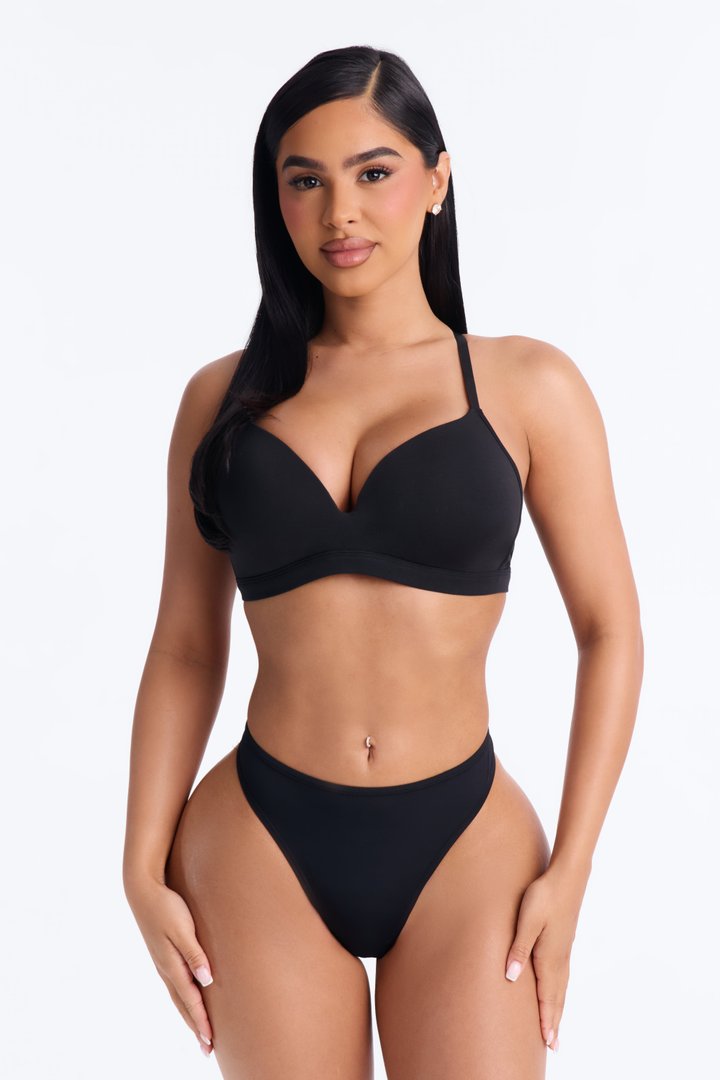 Nova Cotton Lightly Padded Wire-free Comfort Bra - Black