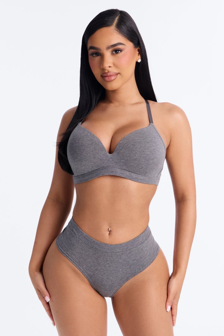 Nova Cotton Lightly Padded Wire-free Comfort Bra - Charcoal