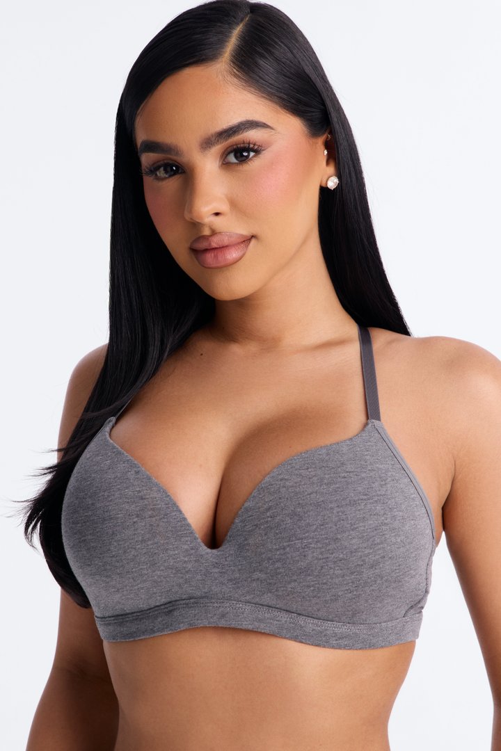 Nova Cotton Lightly Padded Wire-free Comfort Bra - Charcoal