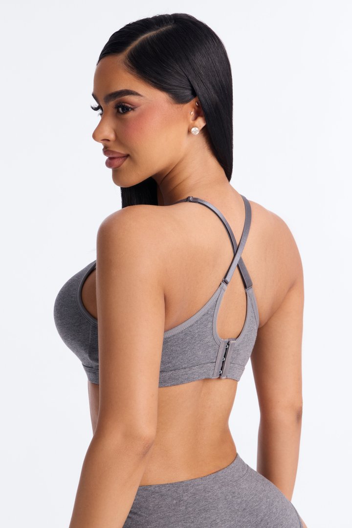 Nova Cotton Lightly Padded Wire-free Comfort Bra - Charcoal