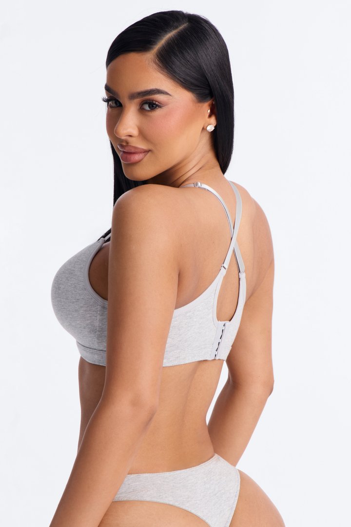Nova Cotton Lightly Padded Wire-free Comfort Bra - Heathered Grey