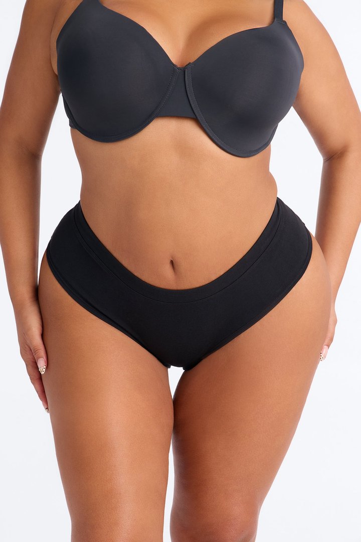 Nova Cotton Cheeky Hipster Comfort Panty - Black