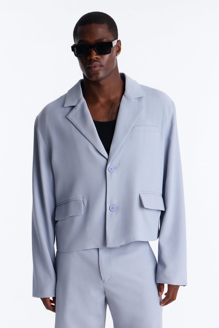 Maison Tailored Belvedere Cropped Blazer - Light Blue