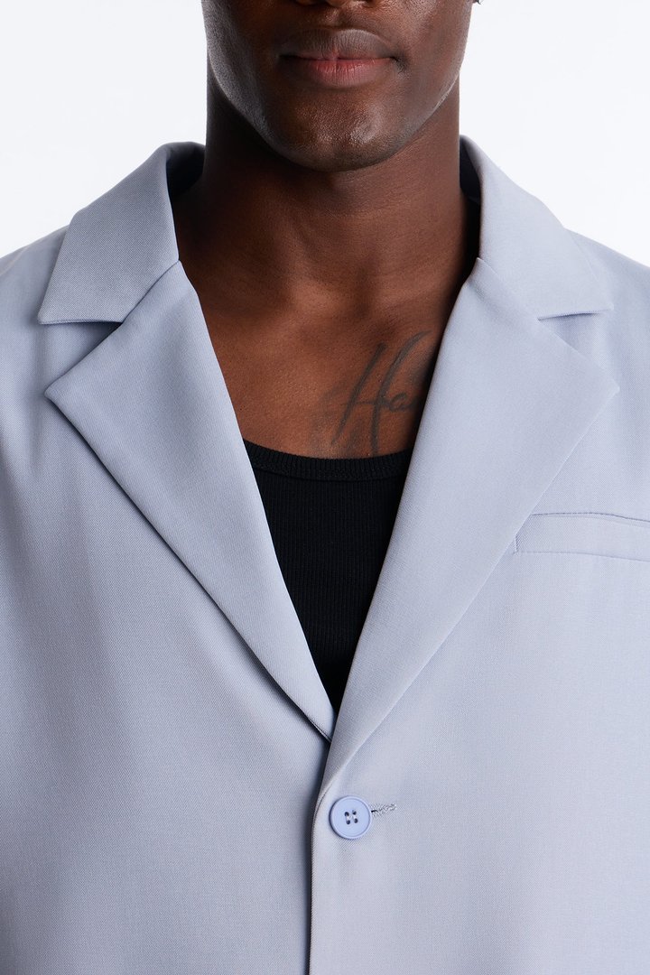 Maison Tailored Belvedere Cropped Blazer - Light Blue