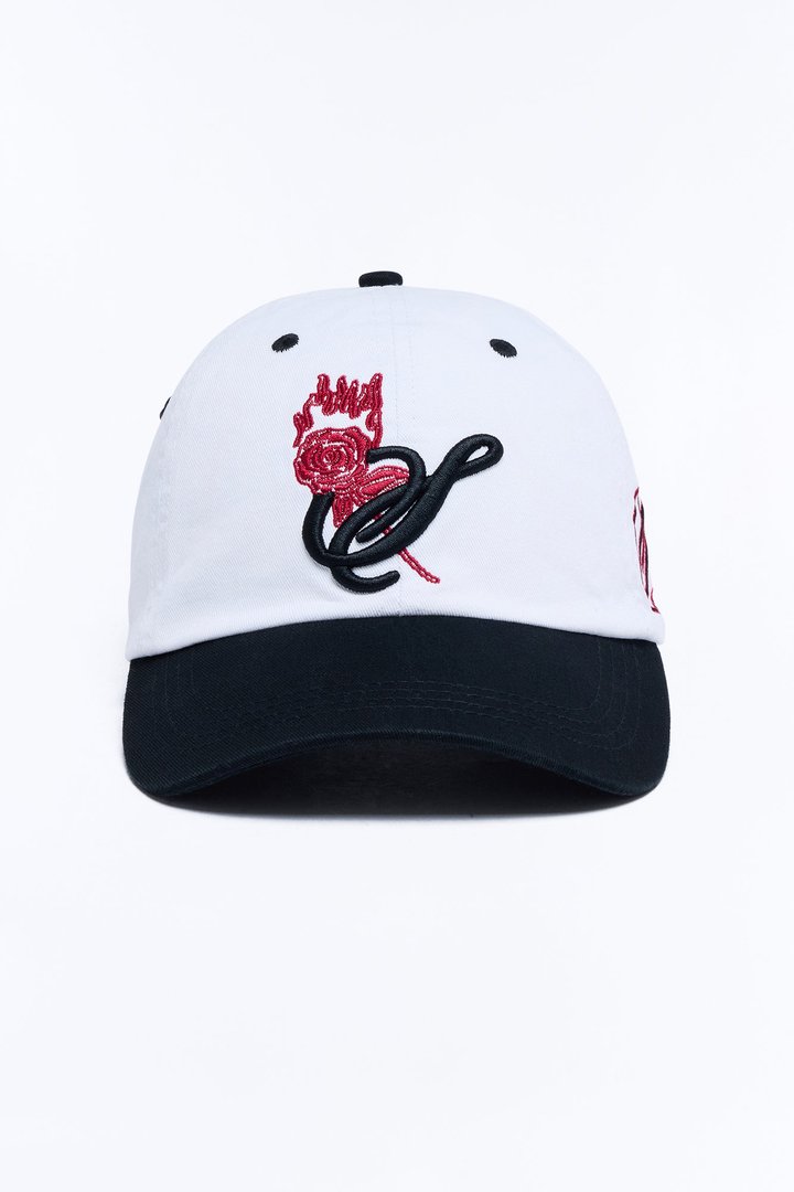 Sinners Circle Embroidered Snapback Hat - White