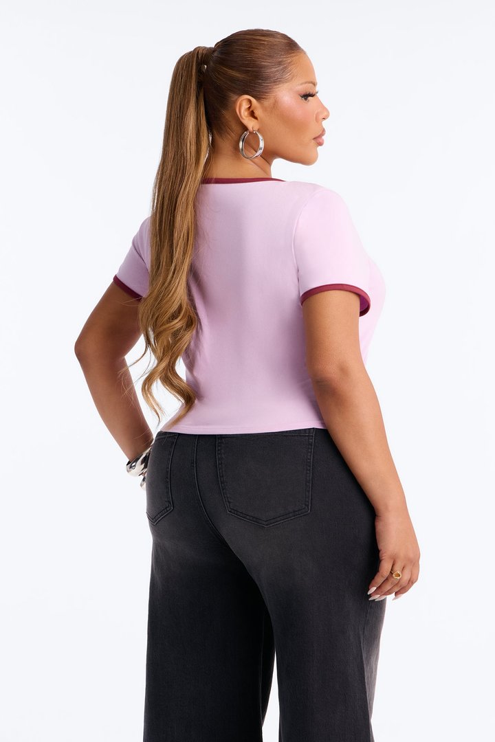 Los Angeles V-Neck Baby Tee - Lilac
