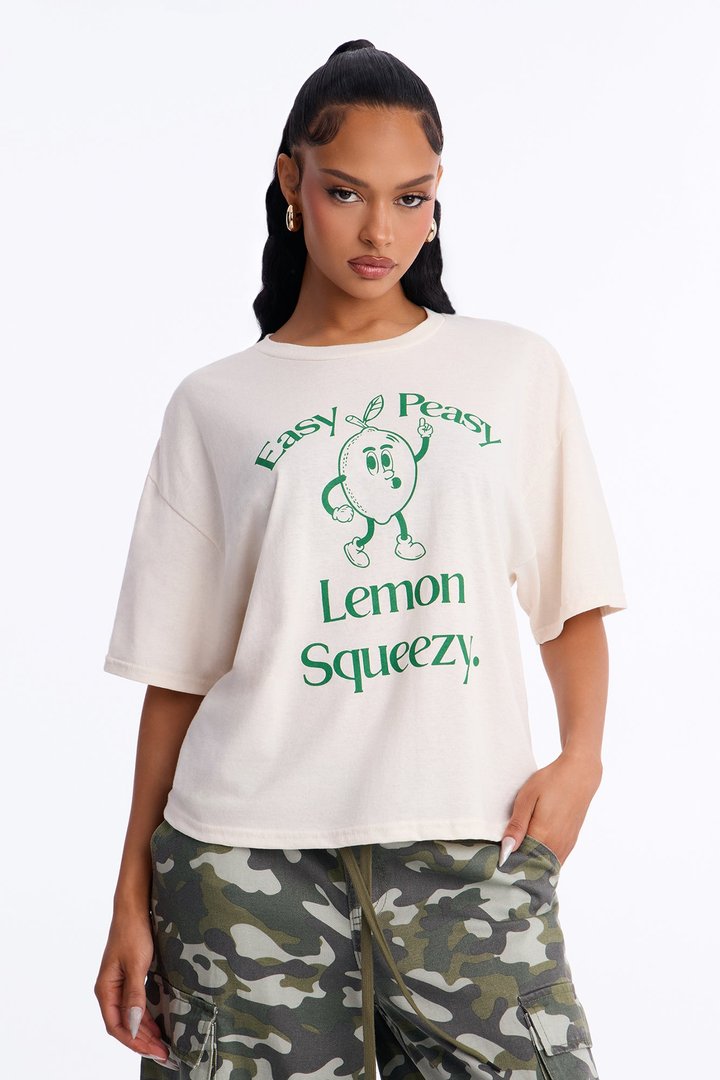 Easy Peasy Lemon Squeezy Oversized Tee - Off White