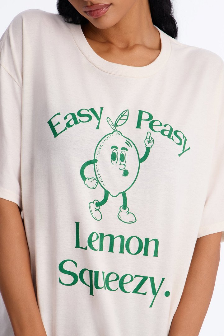 Easy Peasy Lemon Squeezy Oversized Tee - Off White