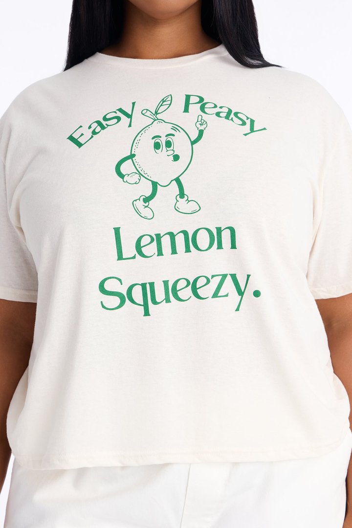 Easy Peasy Lemon Squeezy Oversized Tee - Off White