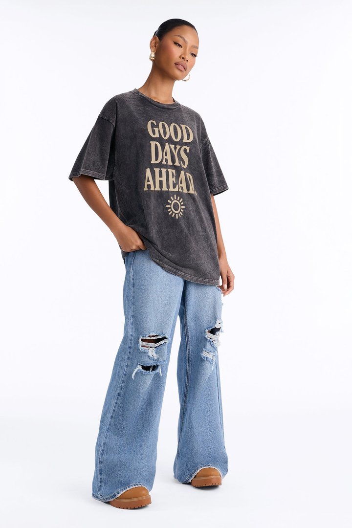 Good Days Ahead Washed T-Shirt - Black Wash