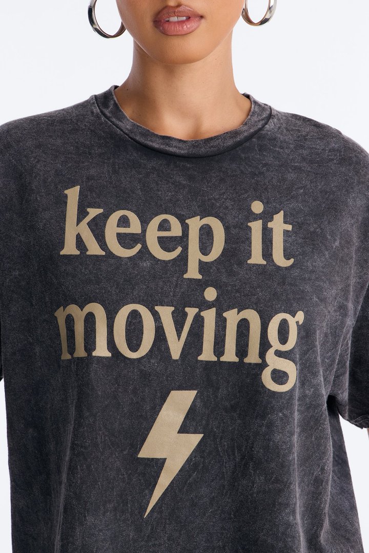 Keep It Moving Washed T-Shirt - Black Wash