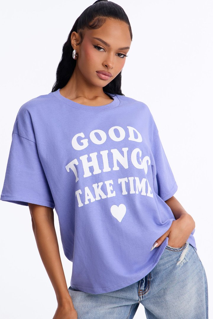 Good Things Take Time Tee - Purple