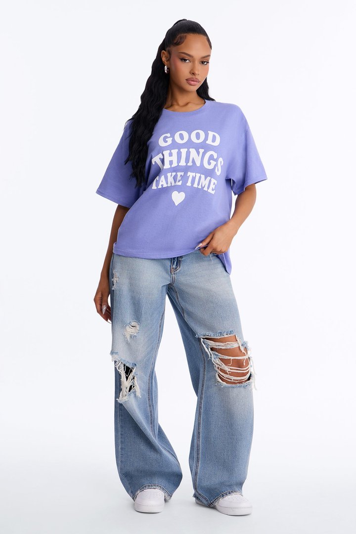 Good Things Take Time Tee - Purple