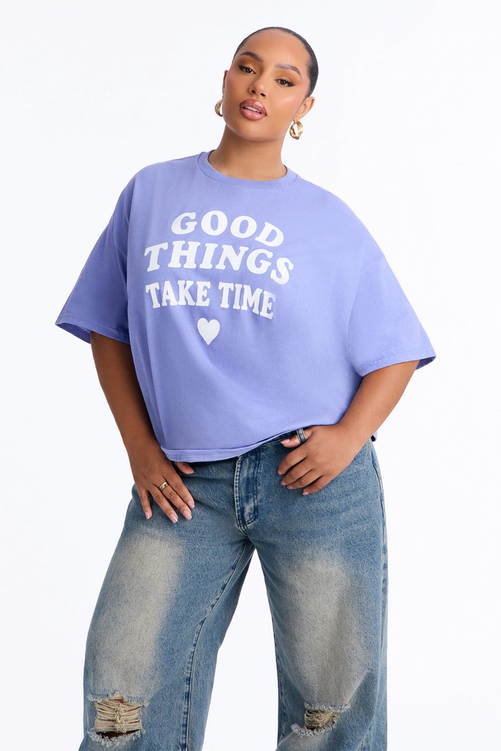 Good Things Take Time Tee - Purple