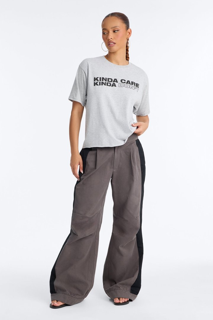 Mixed Signals Oversized Tee - Grey