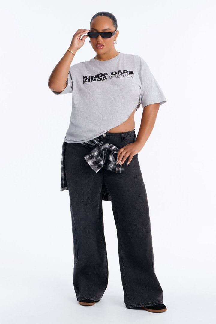 Mixed Signals Oversized Tee - Grey