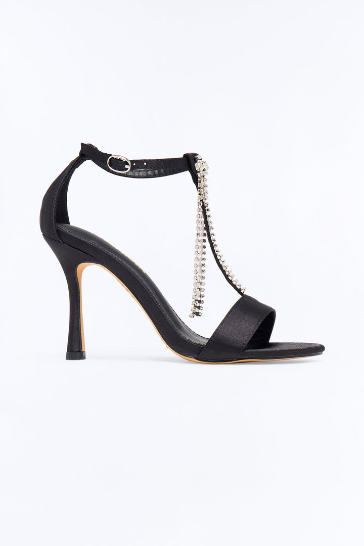 Outside Tonight Rhinestone Heels - Black