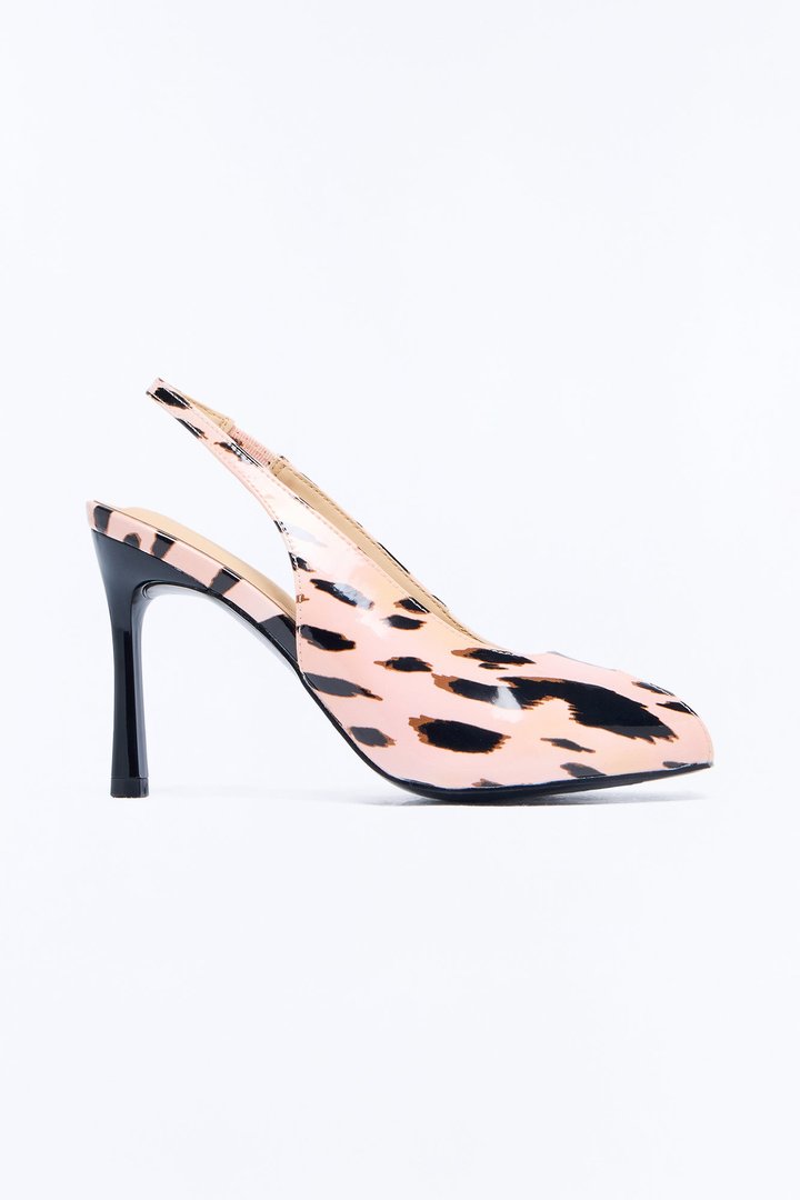 No Going Back Animal Slingback Heels - Nude/combo
