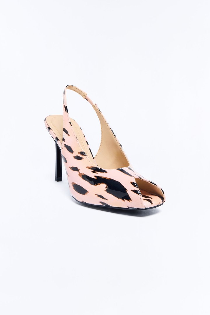 No Going Back Animal Slingback Heels - Nude/combo