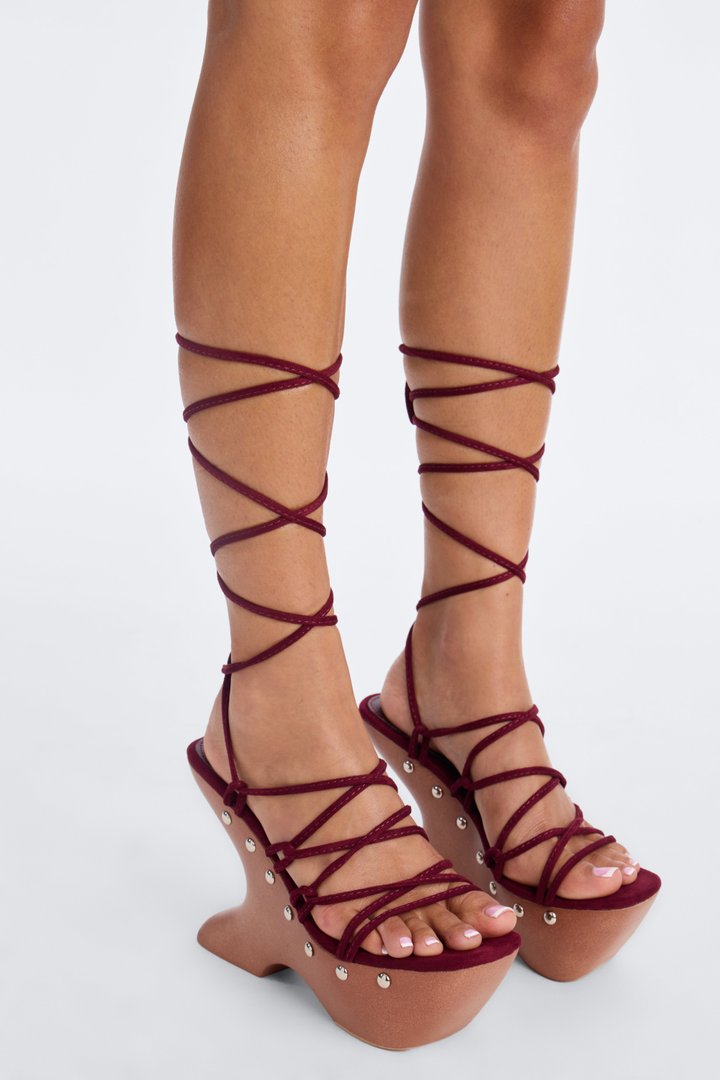 Missed Call Novelty Wrap Up Wedges - Burgundy