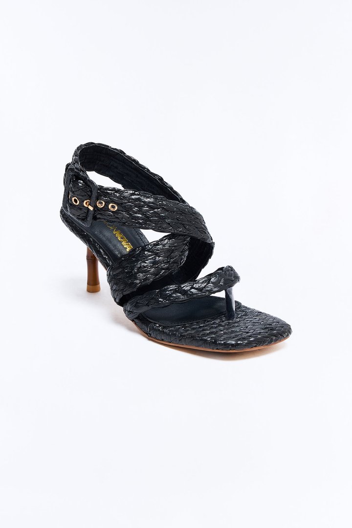 All Yours Raffia Kitten Heels - Black