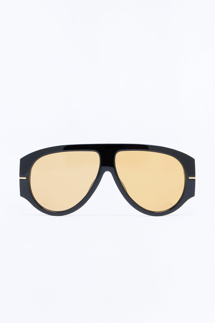 Obsessed Flat Top Aviator Sunglasses - Black/Brown