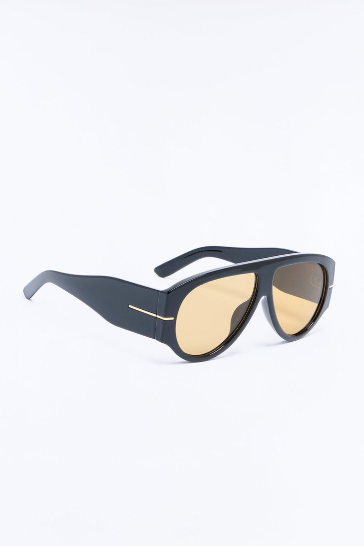 Obsessed Flat Top Aviator Sunglasses - Black/Brown
