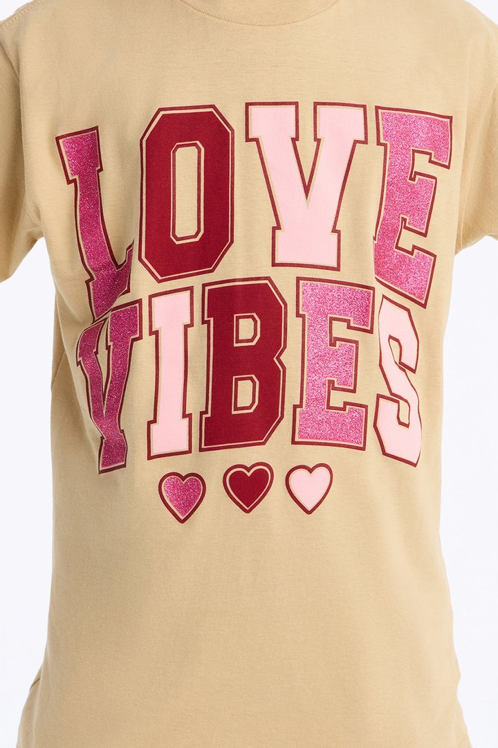 Mini Love Vibes Short Sleeve Tee - Sand