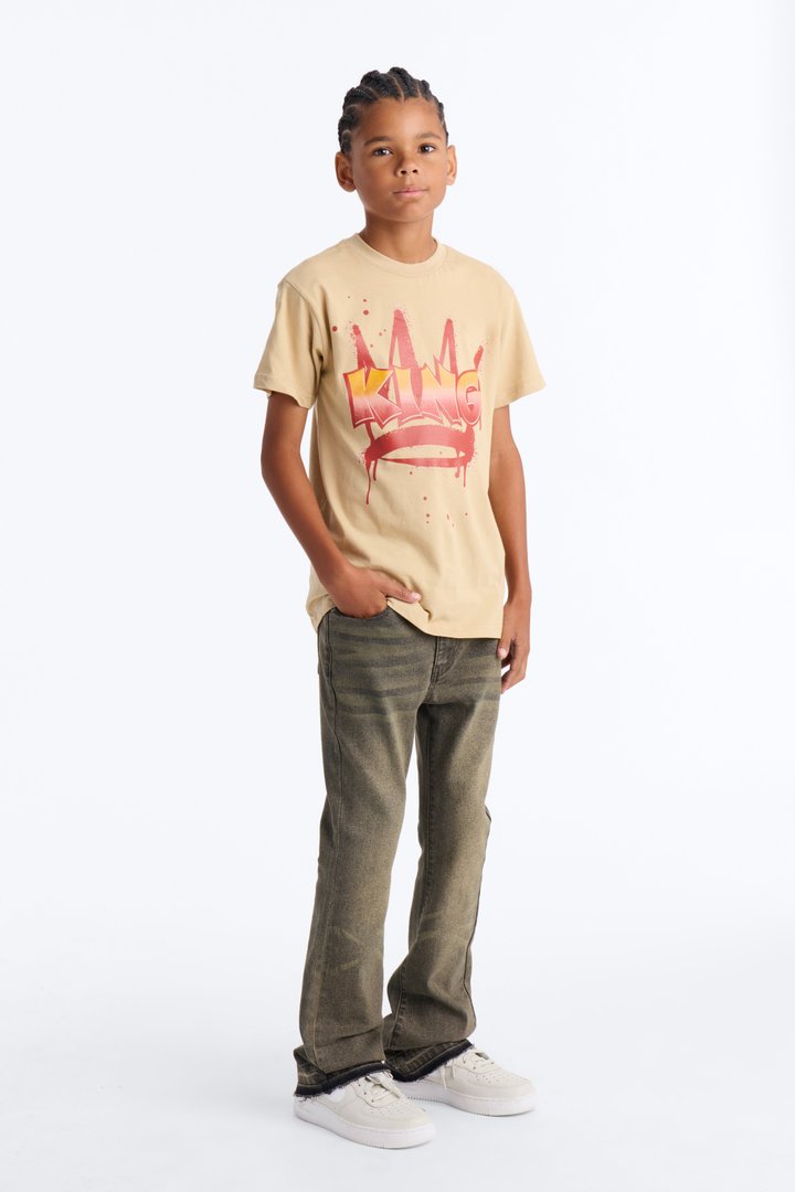 Mini Crowned King Short Sleeve Tee - Sand