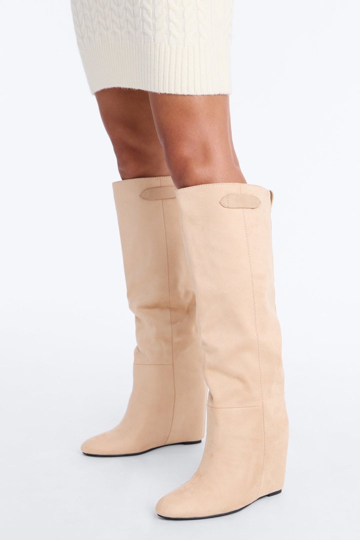Crafted To Perfection Wedge Boots - Sand