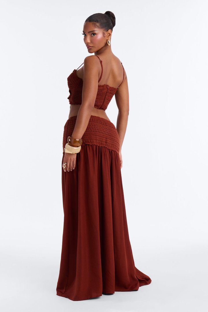 By The Beach Crochet Skirt Set - Rust