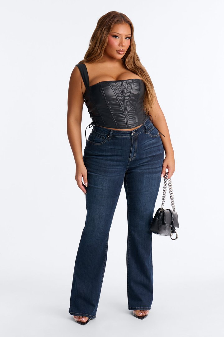 Side Struttin' Faux Leather Corset Top - Black
