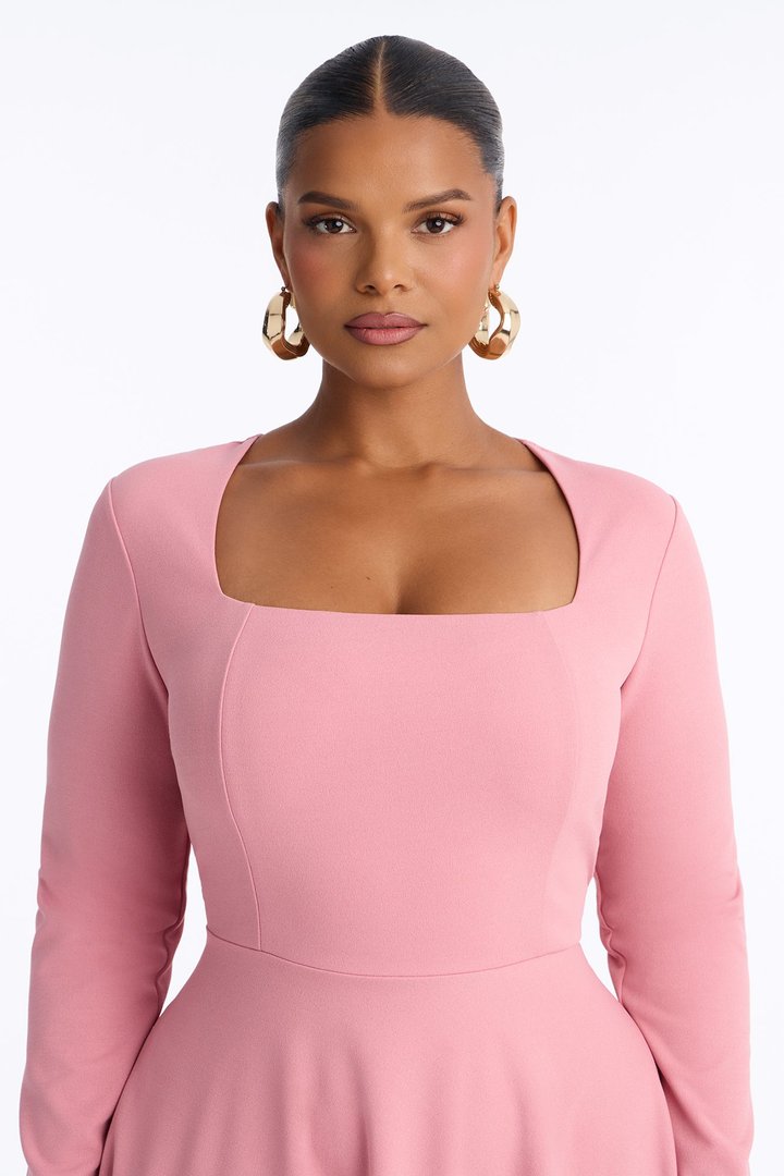 Alena Long Sleeve Midi Dress - Mauve