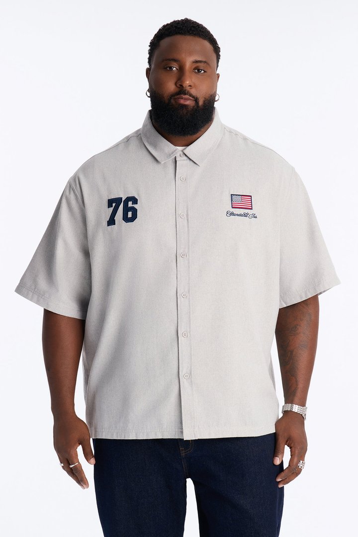 Only In The USA 76' Button Up Shirt - Grey