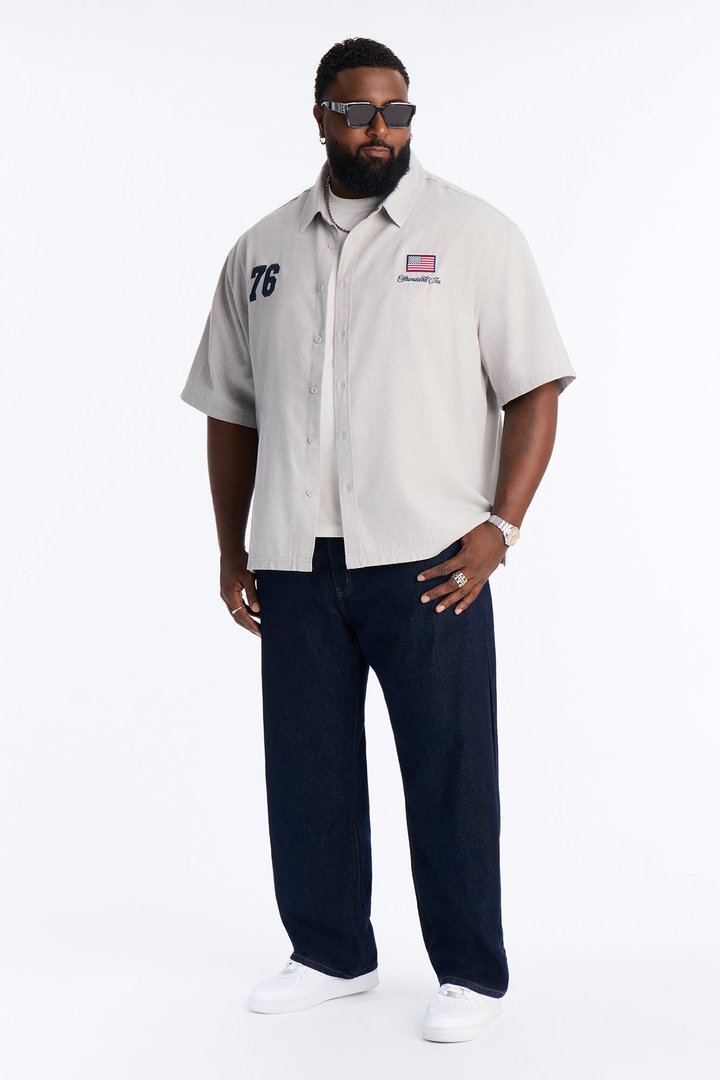 Only In The USA 76' Button Up Shirt - Grey