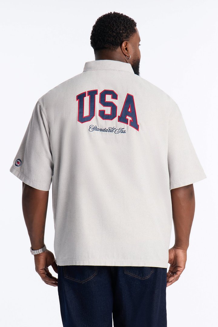 Only In The USA 76' Button Up Shirt - Grey